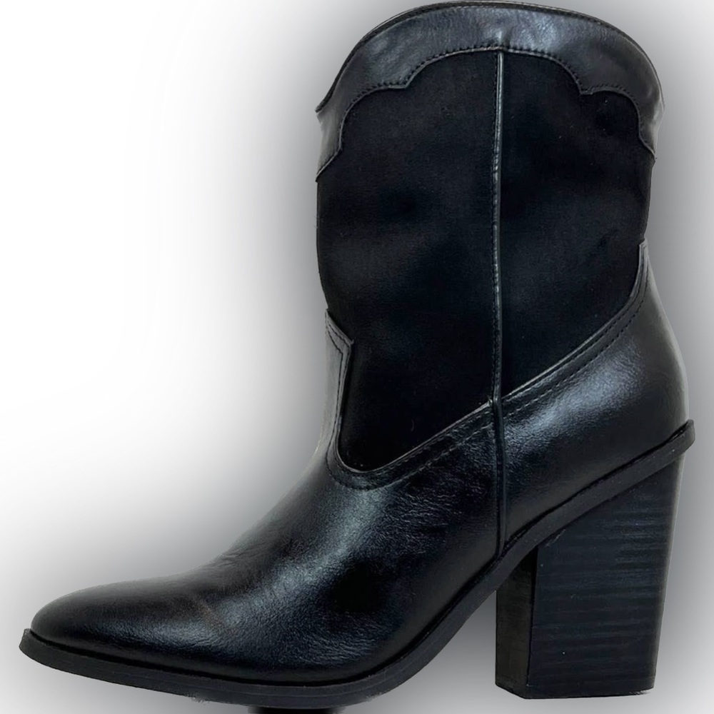DV Dolce Vita Nichole Western Cowboy Boot 🖤Black Leather & Suede 🖤 8